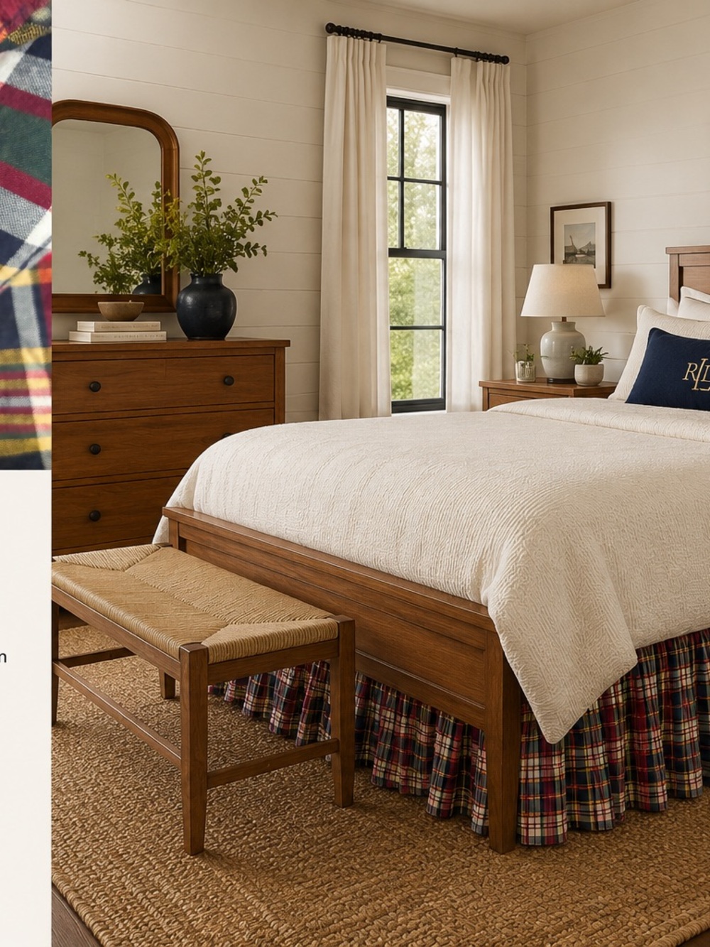 Ralph Lauren Red Navy Plaid Bed Skirt - Picture 12 of 12